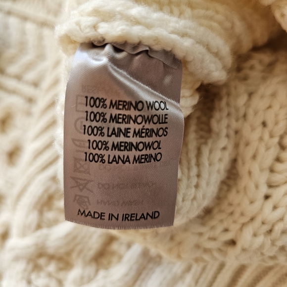 Aran Sweater Market Merino Wool Cream Chunky Fisherman Cable Knit S Heritage NWT - Picture 12 of 16